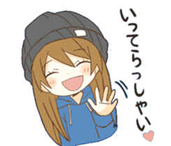 Knit hat girls sticker sticker #12731152