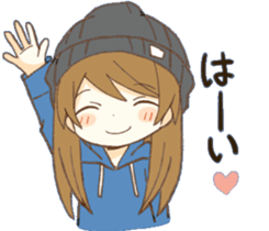 Knit hat girls sticker sticker #12731155