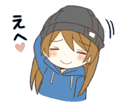 Knit hat girls sticker sticker #12731160