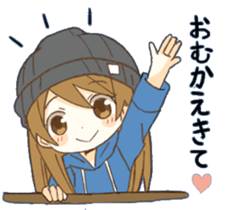 Knit hat girls sticker sticker #12731172