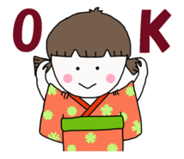 Old-fashioned girl and modern dog sticker #12761959