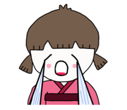 Old-fashioned girl and modern dog sticker #12761971