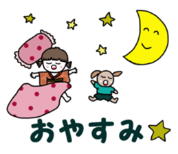 Old-fashioned girl and modern dog sticker #12761997