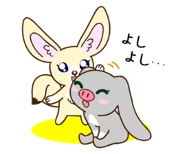 Fennec fox and pig bunny sticker #12763441