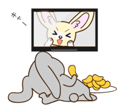 Fennec fox and pig bunny sticker #12763452