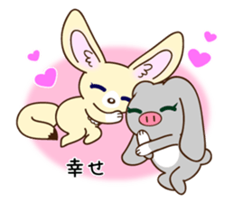 Fennec fox and pig bunny sticker #12763476