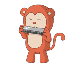 Monkey ; Playing Musical Instruments sticker #12771784