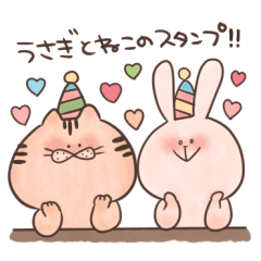 rabbit and cat sticker .