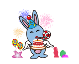 Alien baby cute fly rabbit sticker #12789548