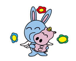 Alien baby cute fly rabbit sticker #12789553