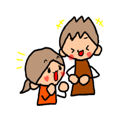 Sticker of ORANGE chan and BROWN kun,