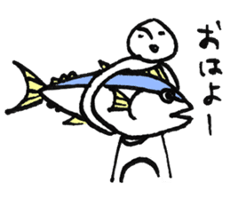 Happy white alien sticker #12795644