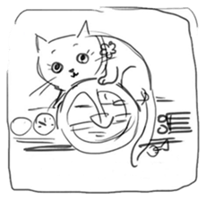 Cute cats in sketches (N.3) by trikono sticker #12798903