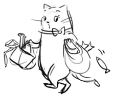 Cute cats in sketches (N.3) by trikono sticker #12798906