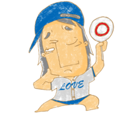 Uncle Love - playing baseball sticker #12823806