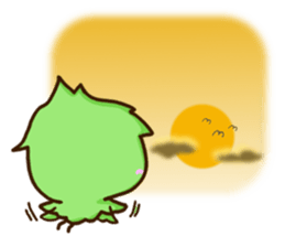 Green cute bird sticker #12823925