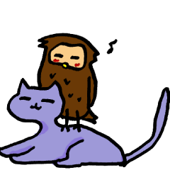 horned owl and kudere cat