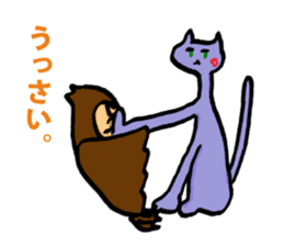 horned owl and kudere cat sticker #12825122