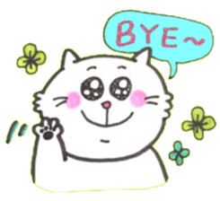 Japanese white cat 2 sticker #12830853
