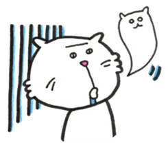 Japanese white cat 2 sticker #12830860