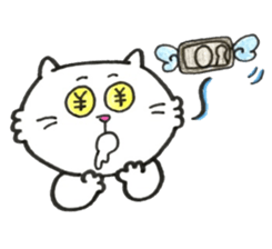 Japanese white cat 2 sticker #12830862