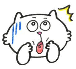 Japanese white cat 2 sticker #12830864