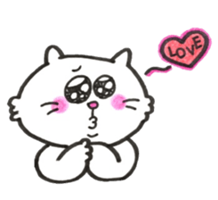 Japanese white cat 2 sticker #12830867