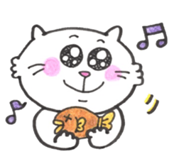 Japanese white cat 2 sticker #12830869