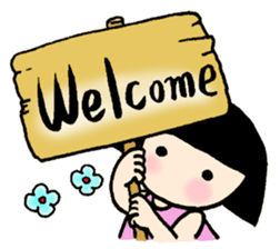 Greeting of bobbed-cyan sticker #12833420