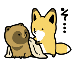 Raccoon dog & Fox 2 sticker #12846404