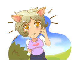 Litle Girl Cat Isan/Eng sticker #12858334