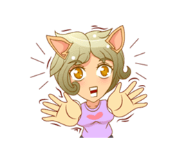 Litle Girl Cat Isan/Eng sticker #12858336