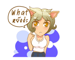 Litle Girl Cat Isan/Eng sticker #12858340