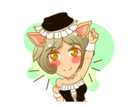 Litle Girl Cat Isan/Eng sticker #12858343