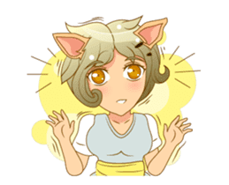 Litle Girl Cat Isan/Eng sticker #12858351