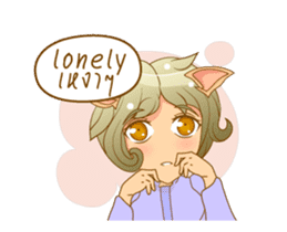 Litle Girl Cat Isan/Eng sticker #12858354