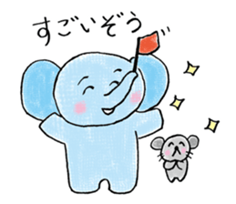 Daily life of an elephant and the mouse sticker #12871134