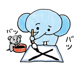 Daily life of an elephant and the mouse sticker #12871139