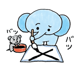 Daily life of an elephant and the mouse sticker #12871139