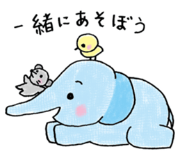 Daily life of an elephant and the mouse sticker #12871140