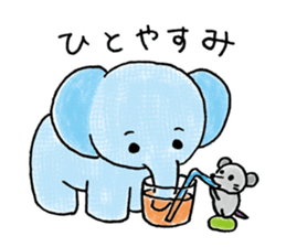 Daily life of an elephant and the mouse sticker #12871141