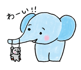 Daily life of an elephant and the mouse sticker #12871149