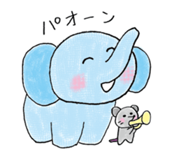 Daily life of an elephant and the mouse sticker #12871150
