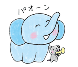 Daily life of an elephant and the mouse sticker #12871150