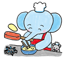 Daily life of an elephant and the mouse sticker #12871154