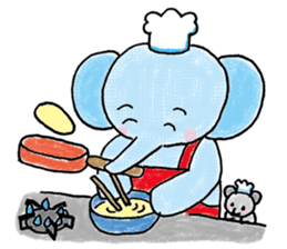 Daily life of an elephant and the mouse sticker #12871154