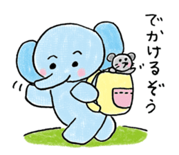 Daily life of an elephant and the mouse sticker #12871163