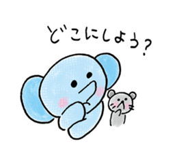 Daily life of an elephant and the mouse sticker #12871167