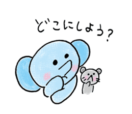 Daily life of an elephant and the mouse sticker #12871167