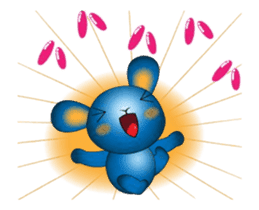 Cheerful, blue rabbit to be happy! ! sticker #12882119